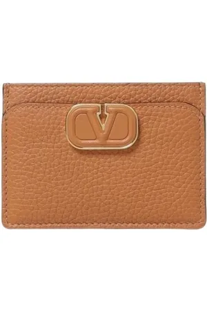 VALENTINO GARAVANI Femme, Accessoires, Brun, Taille: ONE Size Porte-cartes en cuir clouté