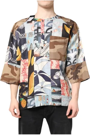 Dolce & Gabbana Homme, Chemises, Multicolore, Taille: M Chemise Casual à Manches Courtes Patchwork