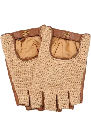 Karl Lagerfeld Femme, Accessoires, , Taille: S Mitaines Sans Doigts en Rafia Crocheté