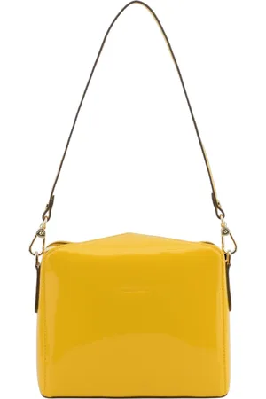 Pourchet Paris Femme, Sacs, Jaune, Taille: ONE Size Sac porté épaule vernis jaune - en cuir