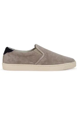 Brunello Cucinelli Homme, Chaussures, Gris, Taille: 44 EU Baskets en Cuir Gris Style Classique