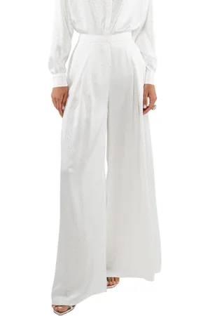 ACTUALEE Femme, Pantalons, Blanc, Taille: 40 FR Pantalon Palazzo Élégant avec Détails Scintillants