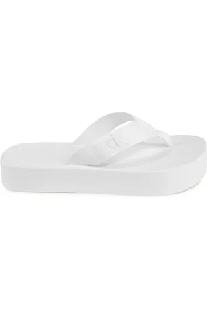 Calvin Klein Femme, Chaussures, Blanc, Taille: 40 EU Blanc Tongs en Polyester Style Confort