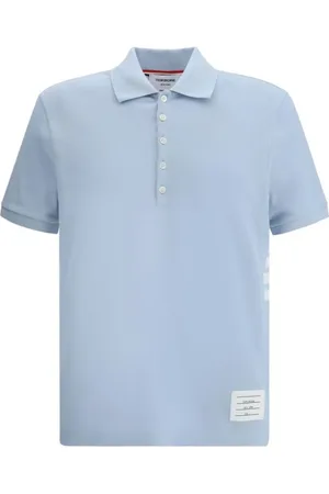 Thom Browne Homme, Tops, Bleu, Taille: L Polo Iconique avec Bandes Horizontales