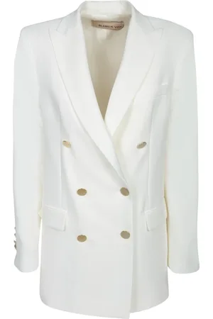 BLANCA Femme, Vestes, Blanc, Taille: 42 FR Veste Blanche à Double Boutonnage Style Élégant
