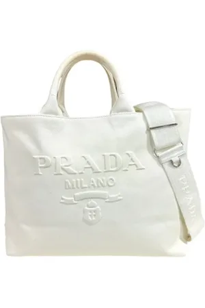 Prada Femme, Pre-owned, Blanc, Taille: ONE Size Pre-owned Toile sacs-prada