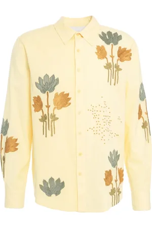 AMARANTO Amaránto, Homme, Chemises, Jaune, Taille: L Chemise Casual à Broderies Florales Jaune