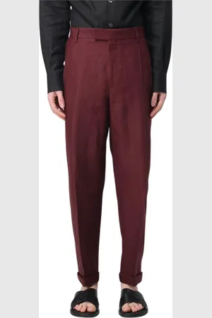 Dolce & Gabbana Homme, Pantalons, Violet, Taille: L Pantalon en Lin Marron Coupe Décontractée