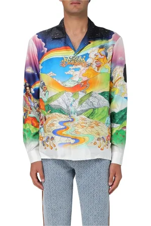 Casablanca Homme, Chemises, Multicolore, Taille: M Chemise en Soie à Imprimé Psychédélique