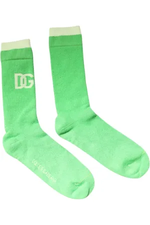 Dolce & Gabbana Homme, Sous-vêtements, Vert, Taille: L Chaussettes Vertes Logo Mi-Mollet