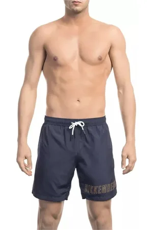 Bikkembergs Homme, Maillots de bain, Bleu, Taille: M Shorts de Bain Bleus Élégants avec Imprimé Frontal