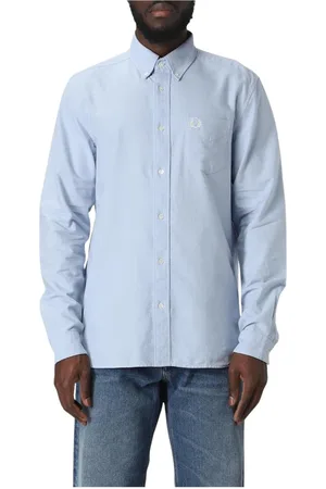 Fred Perry Homme, Chemises, Bleu, Taille: L Chemise classique à manches longues en Gnawed