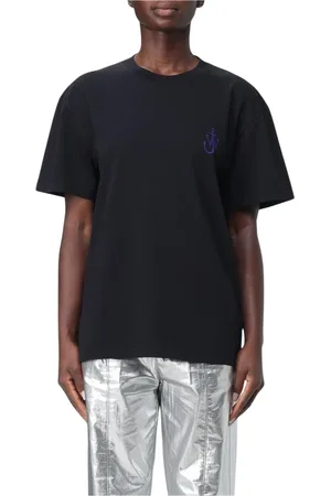 J.W.Anderson Femme, Tops, Noir, Taille: 40 FR T-shirt en Coton Brodé