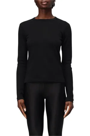 Helmut Lang Femme, Tops, Noir, Taille: 40 FR Haut Noir Ajusté Design Minimaliste