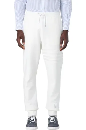 Thom Browne Homme, Pantalons, Blanc, Taille: XL Joggers Blancs Élégants avec Détails