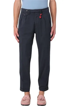 Manuel Ritz Homme, Pantalons, Bleu, Taille: XL Pantalon en Coton Bleu Plissé