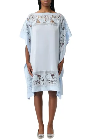 ERMANNO SCERVINO Femme, Robes, Bleu, Taille: 40 FR Robe Bleue avec Détails en Dentelle