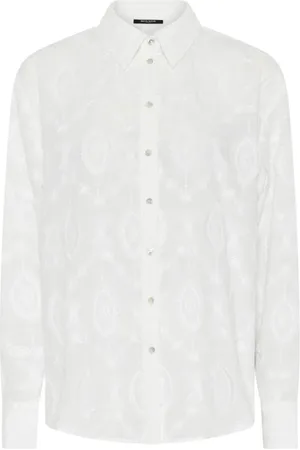 Bruuns Bazaar Femme, Blouses et Chemises, Blanc, Taille: 44 FR Chemise Blanche Brodée avec Col