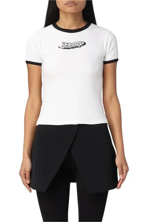 AMBUSH Femme, Tops, Blanc, Taille: 38 FR T-shirt côtelé noir