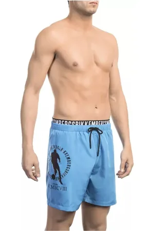 Bikkembergs Homme, Maillots de bain, Bleu, Taille: L Short de Bain Bleu Clair avec Détail Superposé