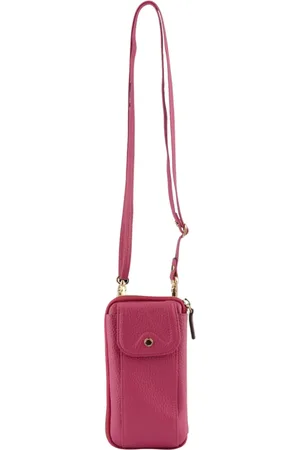 Pourchet Paris Femme, Accessoires, Rose, Taille: ONE Size Fuchsia étui portable - en cuir