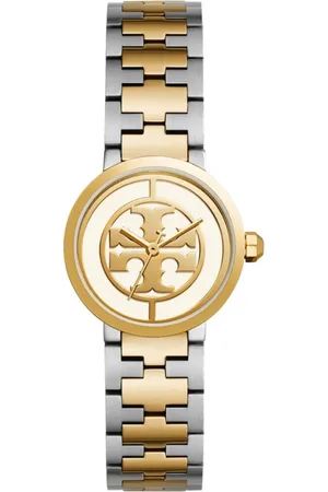 Tory Burch Femme, Accessoires, Gris, Taille: ONE Size Montre à Quartz Or/Blanc en Acier Inoxydable
