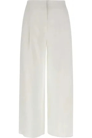 Max Mara Femme, Pantalons, Blanc, Taille: 40 FR Pantalon Jambe Large Ramie Blanc