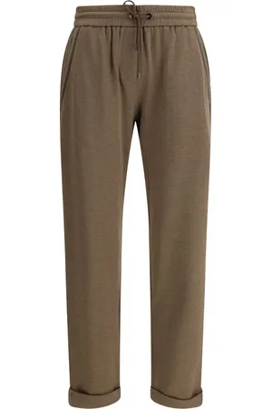 Brunello Cucinelli Femme, Pantalons, Brun, Taille: 40 FR Elegant Embellished Cotton Pants