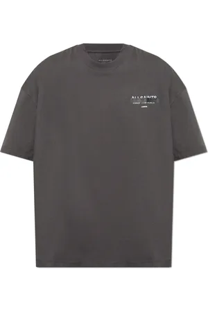 AllSaints Homme, Tops, Gris, Taille: 2XL T-shirt oversize avec logo brodé