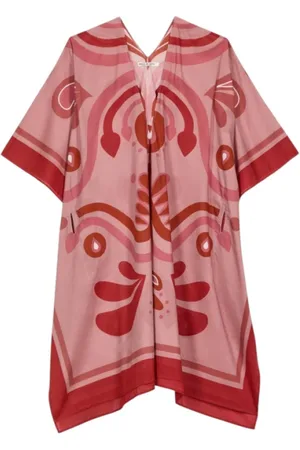 MARE DI LATTE Femme, Vestes, Rose, Taille: ONE Size Baroque Rose Coton Poncho Robe