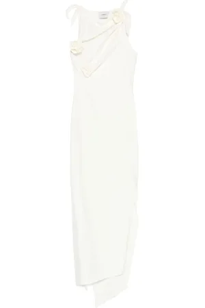 COPERNI Femme, Robes, Blanc, Taille: 42 FR Robe Maxi Asymétrique à Fleur