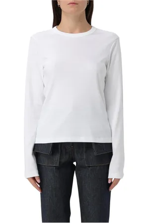 Helmut Lang Femme, Tops, Blanc, Taille: 40 FR Tee Col Rond Blanc, Style Élégant
