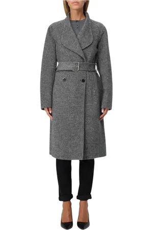 Liu Jo Femme, Manteaux, Gris, Taille: 42 FR Manteau Gris Ceinturé en Laine