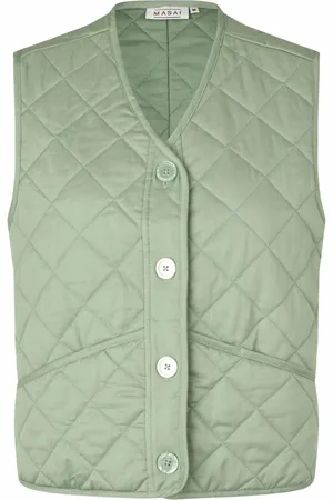 Masai Femme, Vestes, Vert, Taille: 38 FR Gilet Matelassé Frosty Élégant