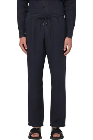 Boglioli Homme, Pantalons, Bleu, Taille: XL Pantalon en lin bleu coupe décontractée