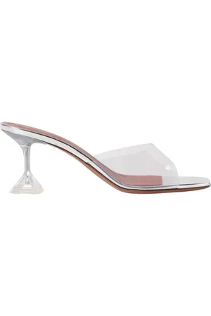Amina Muaddi Femme, Chaussures, Gris, Taille: 35 EU Sandales à talons transparents