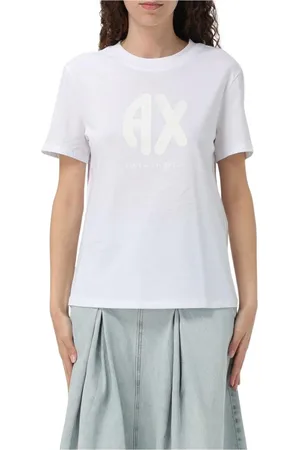 Armani Exchange Femme, Tops, Blanc, Taille: 36 FR T-shirt Noir avec Logo pour Femmes