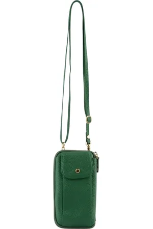 Pourchet Paris Femme, Accessoires, Vert, Taille: ONE Size Étui portable émeraude - en cuir