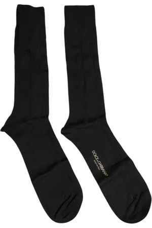 Dolce & Gabbana Homme, Sous-vêtements, Noir, Taille: L Chaussettes Mi-Mollet en Coton avec Détails Logo
