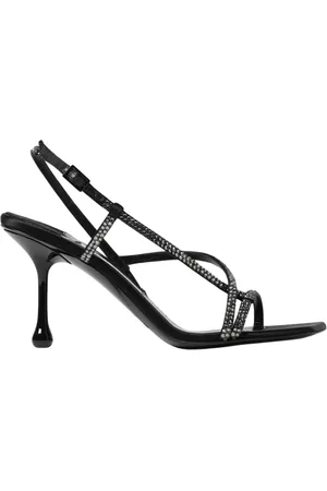 Jimmy Choo Femme, Chaussures, Noir, Taille: 38 1/2 EU Talons Slingback Crystal Noirs