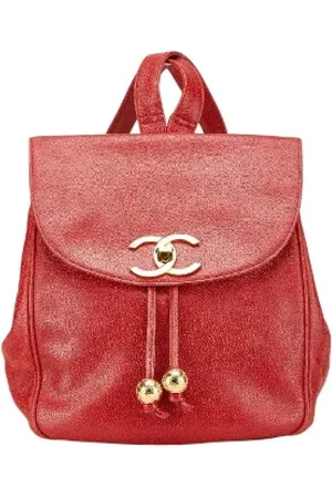 CHANEL Femme, Pre-owned, Rouge, Taille: ONE Size Pre-owned Cuir sacs-dos