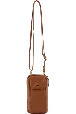 Pourchet Paris Femme, Accessoires, Brun, Taille: ONE Size Camel étui portable - en cuir