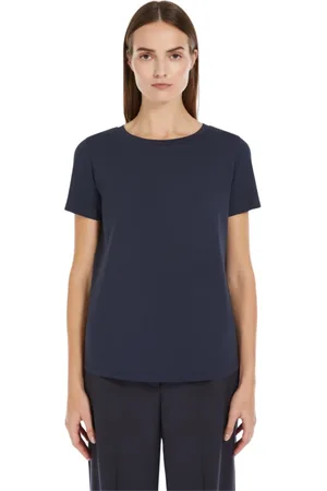 Max Mara Femme, Tops, Bleu, Taille: 40 FR T-shirt en Coton Biologique avec Logo Papillon