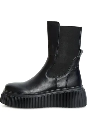 CESARE GASPARI Femme, Chaussures, Noir, Taille: 39 EU Bottines Chelsea à plateforme avec semelle côtelée - Noir