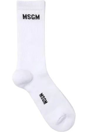 Msgm Homme, Sous-vêtements, Blanc, Taille: ONE Size Chaussettes Blanches de Luxe avec Logo