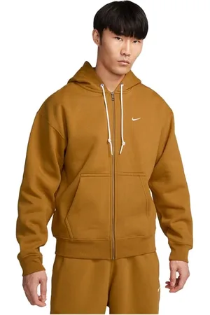 Nike Homme, Sweatshirts et sweats à capuche, Brun, Taille: M Sweat à capuche marron avec zip et Swoosh