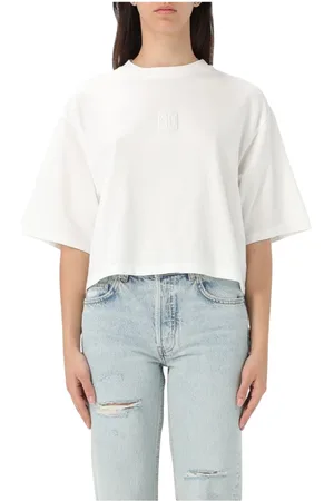 ANINE BING Femme, Tops, Blanc, Taille: 38 FR T-shirt blanc à col rond