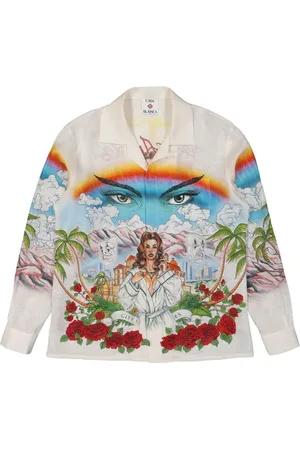 Casablanca Homme, Chemises, Multicolore, Taille: L Chemise blanche à col cubain boutonné