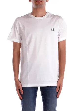 Fred Perry Homme, Tops, Blanc, Taille: S Blanc Logo Poche Avant T-shirt