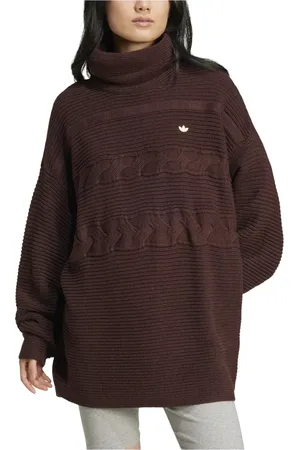 adidas Femme, Pulls, Brun, Taille: 42 FR Pull à col roulé Bordeaux